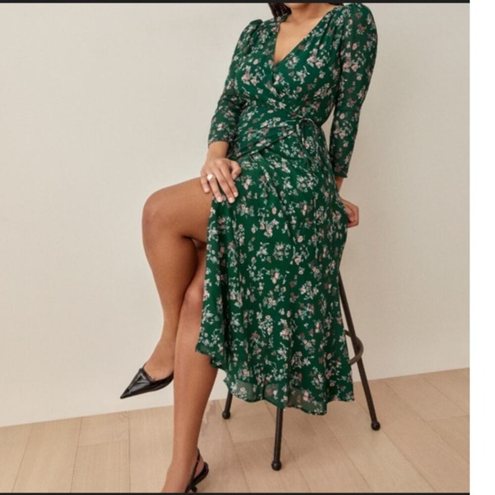NWT Reformation Floral Green Dress M